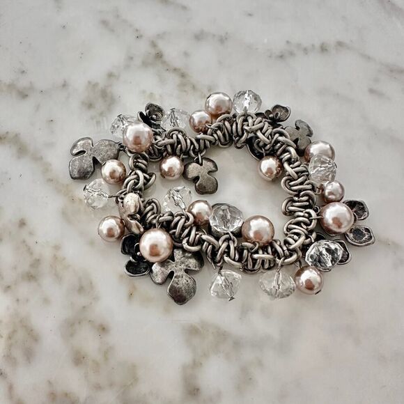 Chico’s Charm Bracelet – Mixed Metal with Beads & Crystals - Picture 1 of 5
